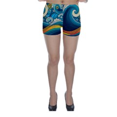 Waves Wave Ocean Sea Abstract Whimsical Abstract Art Skinny Shorts by Cowasu