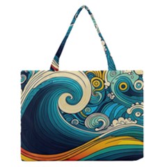 Waves Wave Ocean Sea Abstract Whimsical Abstract Art Zipper Medium Tote Bag