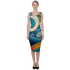 Waves Wave Ocean Sea Abstract Whimsical Abstract Art Sleeveless Pencil Dress by Cowasu