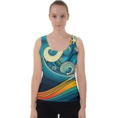 Waves Wave Ocean Sea Abstract Whimsical Abstract Art Velvet Tank Top