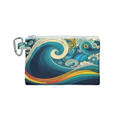 Waves Wave Ocean Sea Abstract Whimsical Abstract Art Canvas Cosmetic Bag (small) by Cowasu