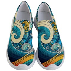 Waves Wave Ocean Sea Abstract Whimsical Abstract Art Women s Lightweight Slip Ons by Cowasu