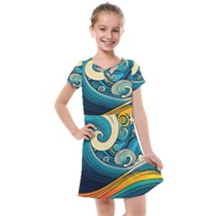 Waves Wave Ocean Sea Abstract Whimsical Abstract Art Kids  Cross Web Dress