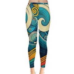 Waves Wave Ocean Sea Abstract Whimsical Abstract Art Inside Out Leggings