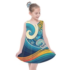 Waves Wave Ocean Sea Abstract Whimsical Abstract Art Kids  Summer Dress