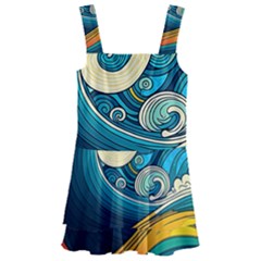 Waves Wave Ocean Sea Abstract Whimsical Abstract Art Kids  Layered Skirt Swimsuit