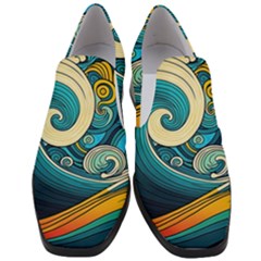 Waves Wave Ocean Sea Abstract Whimsical Abstract Art Women Slip On Heel Loafers