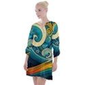 Waves Wave Ocean Sea Abstract Whimsical Abstract Art Open Neck Shift Dress View1