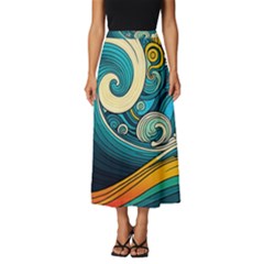 Waves Wave Ocean Sea Abstract Whimsical Abstract Art Classic Midi Chiffon Skirt by Cowasu