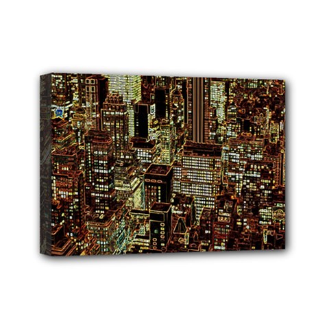 New York City Nyc Skyscrapers Mini Canvas 7  X 5  (stretched) by Cowasu