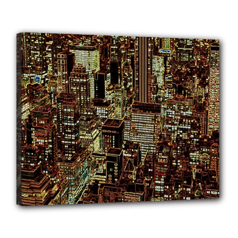 New York City Nyc Skyscrapers Canvas 20  X 16  (stretched) by Cowasu