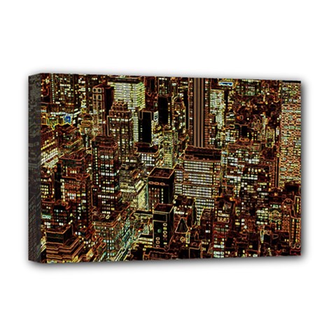 New York City Nyc Skyscrapers Deluxe Canvas 18  X 12  (stretched) by Cowasu