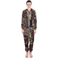 New York City Nyc Skyscrapers Hooded Jumpsuit (ladies)