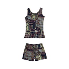 New York City Nyc Skyscrapers Kids  Boyleg Swimsuit