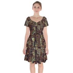 New York City Nyc Skyscrapers Short Sleeve Bardot Dress