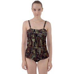 New York City Nyc Skyscrapers Twist Front Tankini Set