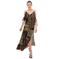 New York City Nyc Skyscrapers Maxi Chiffon Cover Up Dress