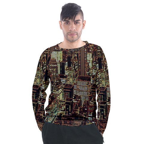 New York City Nyc Skyscrapers Men s Long Sleeve Raglan Tee by Cowasu