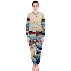 Wave Japanese Mount Fuji Woodblock Print Ocean Onepiece Jumpsuit (ladies) by Cowasu