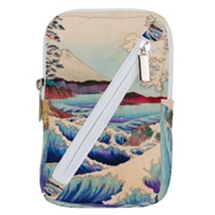 Wave Japanese Mount Fuji Woodblock Print Ocean Belt Pouch Bag (large) by Cowasu