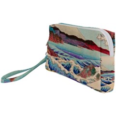 Wave Japanese Mount Fuji Woodblock Print Ocean Wristlet Pouch Bag (small) by Cowasu