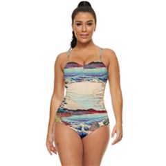 Wave Japanese Mount Fuji Woodblock Print Ocean Retro Full Coverage Swimsuit by Cowasu