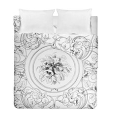 Vintage Design Line Art Frame Antique Old Retro Duvet Cover Double Side (full/ Double Size) by Cowasu