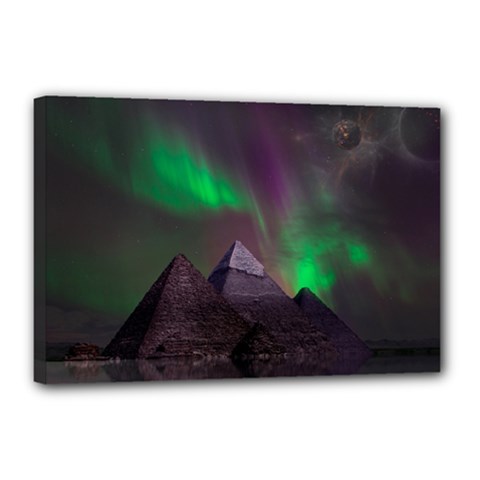 Fantasy Pyramid Mystic Space Aurora Canvas 18  X 12  (stretched) by Cowasu