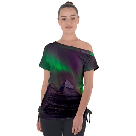 Fantasy Pyramid Mystic Space Aurora Off Shoulder Tie-up Tee by Cowasu