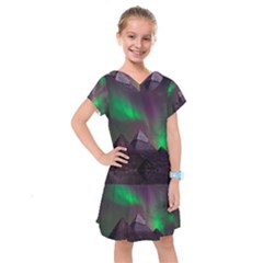 Fantasy Pyramid Mystic Space Aurora Kids  Drop Waist Dress by Cowasu