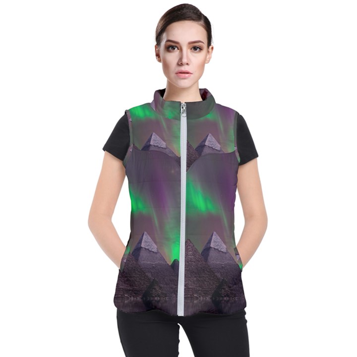 Fantasy Pyramid Mystic Space Aurora Women s Puffer Vest