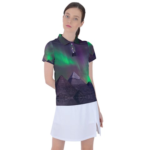 Fantasy Pyramid Mystic Space Aurora Women s Polo Tee by Cowasu