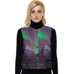 Fantasy Pyramid Mystic Space Aurora Women s Short Button Up Puffer Vest