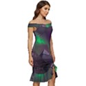 Fantasy Pyramid Mystic Space Aurora Off Shoulder Ruffle Split Hem Bodycon Dress View3