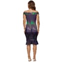 Fantasy Pyramid Mystic Space Aurora Off Shoulder Ruffle Split Hem Bodycon Dress View4