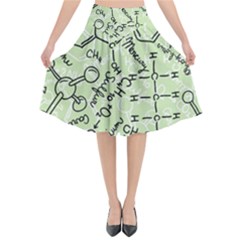 Multicolored Chemical Bond Illustration Chemistry Formula Science Flared Midi Skirt by Cowasu