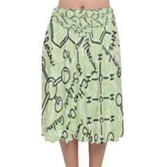 Multicolored Chemical Bond Illustration Chemistry Formula Science Velvet Flared Midi Skirt by Cowasu