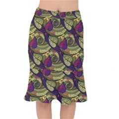 Pattern Vector Texture Style Garden Drawn Hand Floral Short Mermaid Skirt by Cowasu