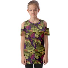 Pattern Vector Texture Style Garden Drawn Hand Floral Fold Over Open Sleeve Top by Cowasu