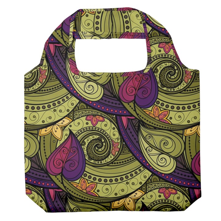 Pattern Vector Texture Style Garden Drawn Hand Floral Premium Foldable Grocery Recycle Bag