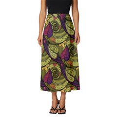 Pattern Vector Texture Style Garden Drawn Hand Floral Classic Midi Chiffon Skirt by Cowasu