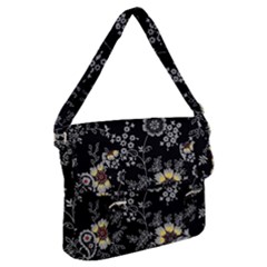 White And Yellow Floral And Paisley Illustration Background Buckle Messenger Bag by Cowasu