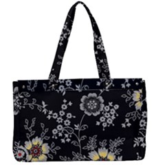 White And Yellow Floral And Paisley Illustration Background Canvas Work Bag by Cowasu