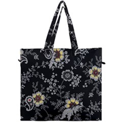 White And Yellow Floral And Paisley Illustration Background Canvas Travel Bag by Cowasu