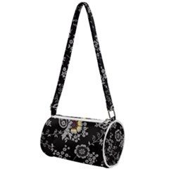 White And Yellow Floral And Paisley Illustration Background Mini Cylinder Bag by Cowasu