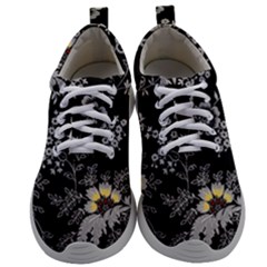 White And Yellow Floral And Paisley Illustration Background Mens Athletic Shoes by Cowasu