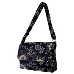 White And Yellow Floral And Paisley Illustration Background Full Print Messenger Bag (m) by Cowasu