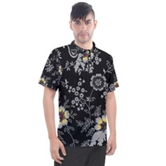 White And Yellow Floral And Paisley Illustration Background Men s Polo Tee by Cowasu