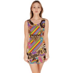 Multicolored Doodle Art Wallpaper Bodycon Dress by Cowasu