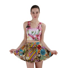 Multicolored Doodle Art Wallpaper Mini Skirt by Cowasu